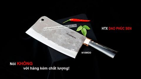 Dao chặt xương sắc bén - Thép nhíp ô tô - Cán mun khâu đồng - N10MDD / HTX DAO PHÚC SEN