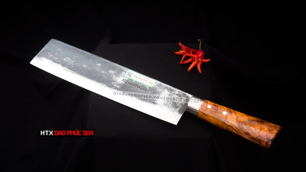Dao chặt gà, chặt cây đa năng - Thép nhíp ô tô - Cán tự nhiên khâu inox - G07 /DAO VIP - HTX DAO PHÚC SEN