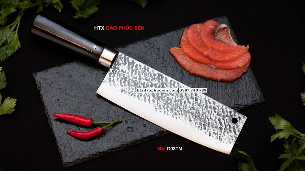 Dao thái thép nhíp dập hoa văn - G03TM | DAO VIP - HTX DAO PHÚC SEN