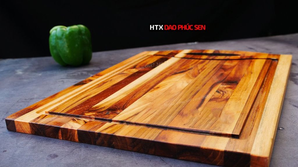 Thớt Gỗ Teak Cao Cấp - Cắt thái, Trang Trí - 40x30x1,4cm - CNTNR02 | DAO VIP CAO BẰNG