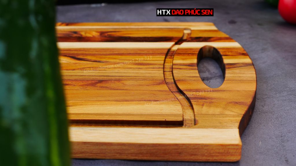 Thớt Gỗ Teak Cao Cấp - Cắt thái, Trang Trí - 40x30x1,4cm - CNTNR02 | DAO VIP CAO BẰNG