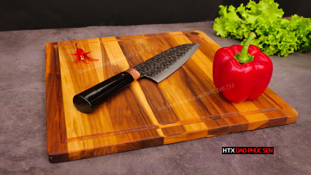 Thớt Gỗ Teak Cao Cấp - Cắt Thái, Trang Trí - 35x35x1,4cm - VRL02 | HTX DAO PHÚC SEN