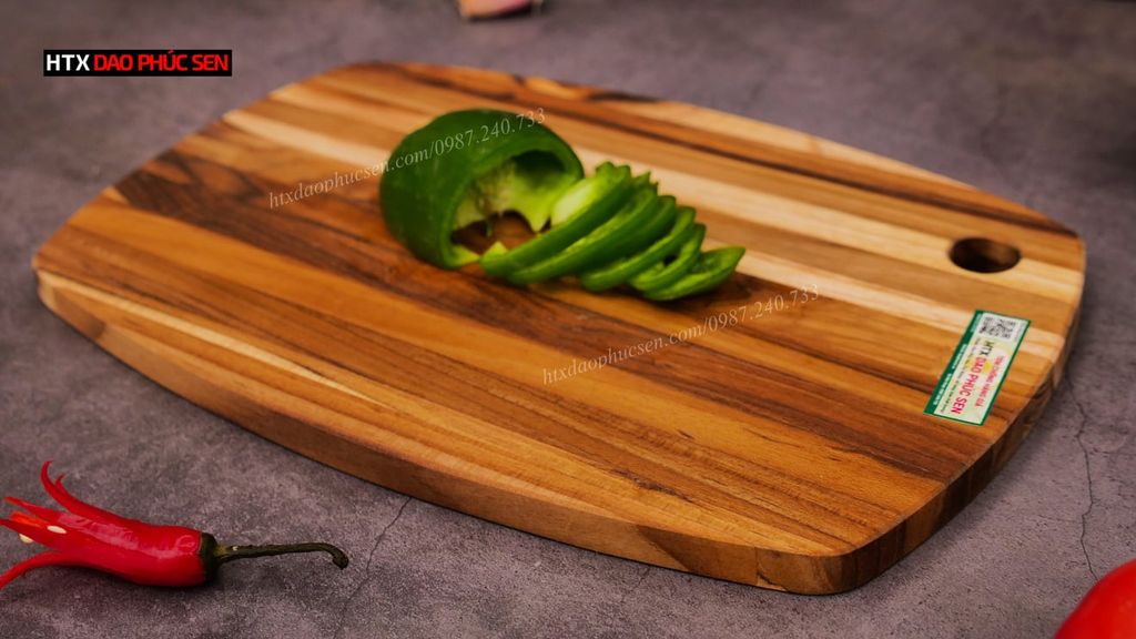 Thớt Gỗ Teak Cao Cấp - Cắt Thái, Trang Trí - 30,5x20,5x1,4cm - OVL01 |DAO VIP CAO BẰNG
