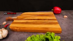 Thớt Gỗ Teak Cao Cấp - Cắt Thái, Trang Trí - 35,5x32x1,9cm - VTC01 DAO VIP CAO BẰNG