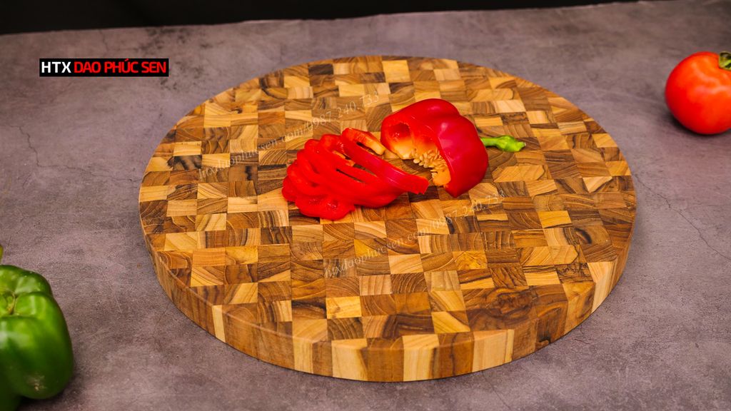 Thớt Gỗ Teak Cao Cấp - Cắt Thái, Trang Trí - 30x30x2,5cm - TDC01 | HTX DAO PHÚC SEN