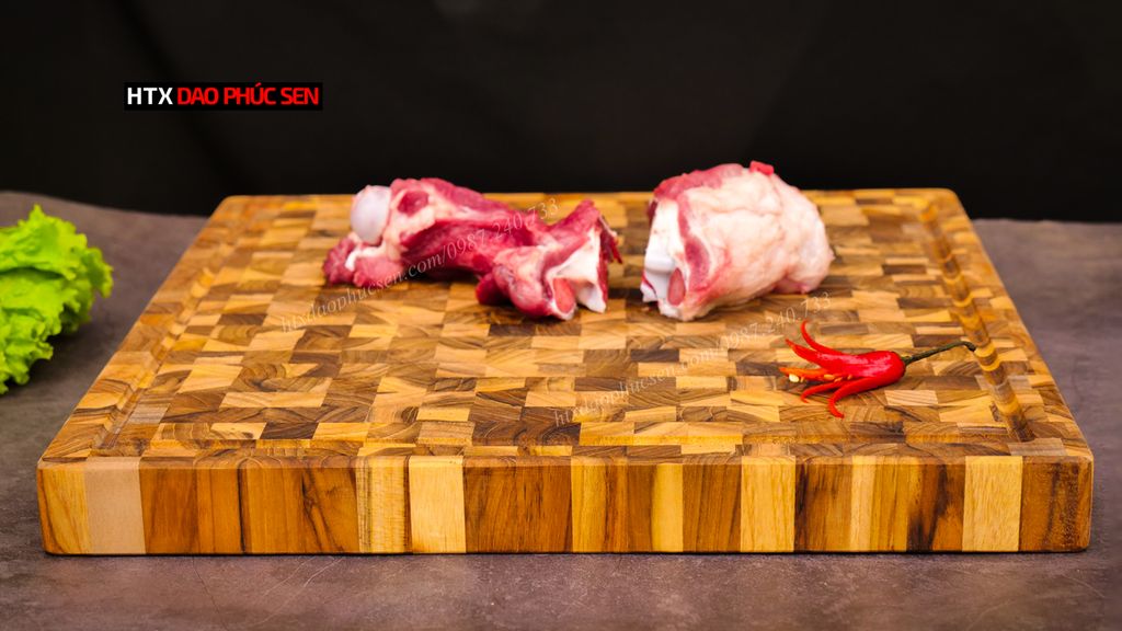 Thớt Gỗ Teak Cao Cấp - Chặt thái, Trang Trí - 40x40x3,8cm - VDC05 DAO VIP CAO BẰNG