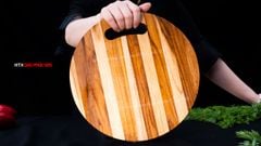 Thớt Gỗ Teak Cao Cấp - Cắt thái, Trang Trí - 30x30x1,4cm - T02 | DAO VIP CAO BẰNG