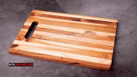 Thớt Gỗ Teak Cao Cấp - Cắt thái, Trang Trí - 35x25x1,4cm - CNTN02 | HTX DAO PHÚC SEN