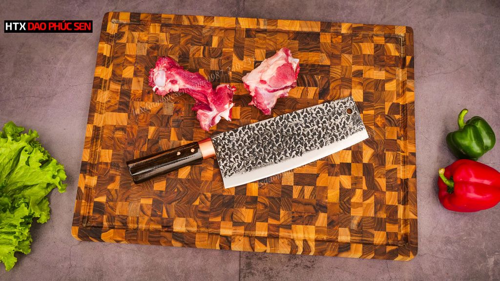 Thớt Gỗ Teak Cao Cấp - Chặt thái, Trang Trí - 51x38x3,8cm - DC06 DAO VIP CAO BẰNG