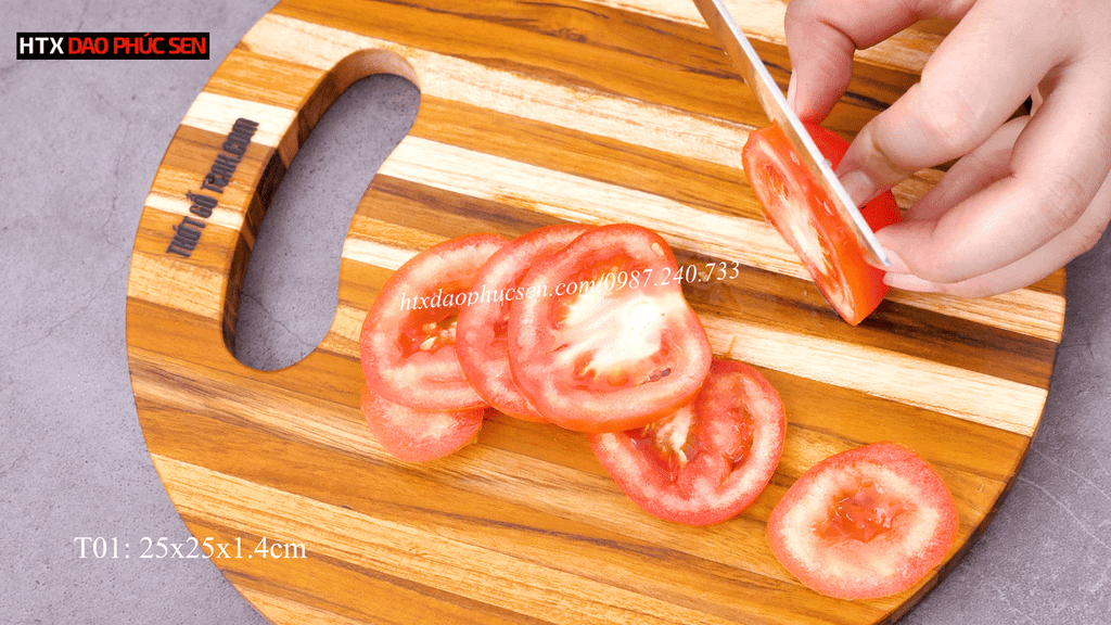 Thớt Gỗ Teak Cao Cấp - Cắt Thái, Trang Trí - 25x25x1,4cm - T01 | DAO VIP CAO BẰNG