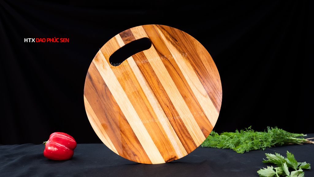 Thớt Gỗ Teak Cao Cấp - Cắt thái, Trang Trí - 30x30x1,4cm - T02 | DAO VIP CAO BẰNG