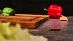 Thớt Gỗ Teak Cao Cấp - Cắt Thái, Trang Trí - 35x24x1,4cm - CNRL02 | DAO VIP CAO BẰNG