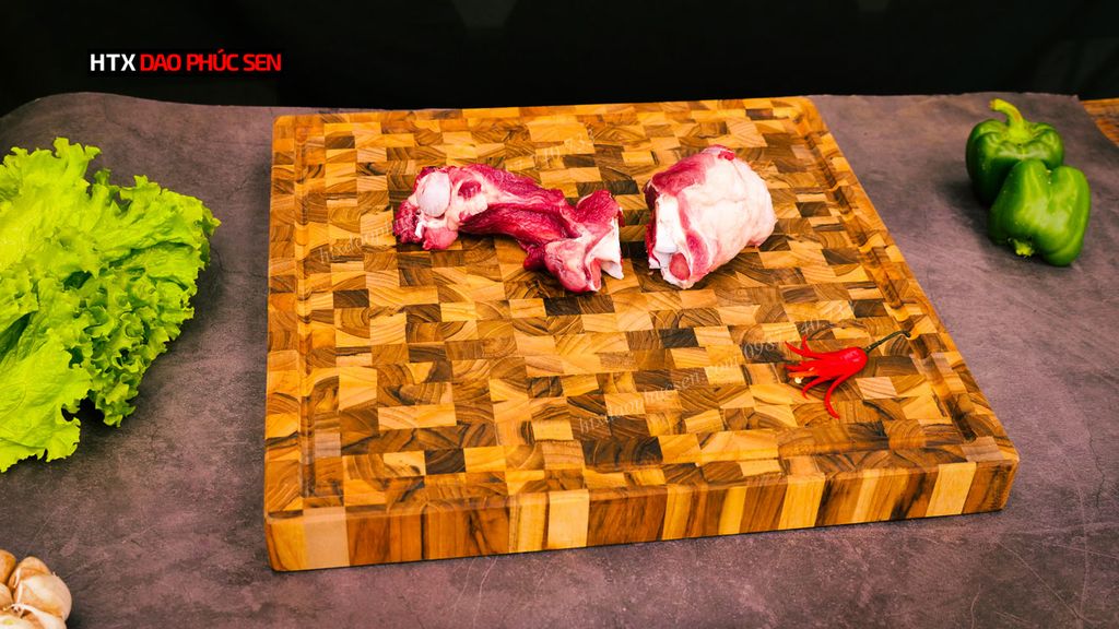 Thớt Gỗ Teak Cao Cấp - Chặt thái, Trang Trí - 40x40x3,8cm - VDC05 DAO VIP CAO BẰNG