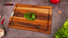 Thớt Gỗ Teak Cao Cấp - Cắt Thái, Trang Trí - 35x24x1,4cm - CNRL02 | DAO VIP CAO BẰNG