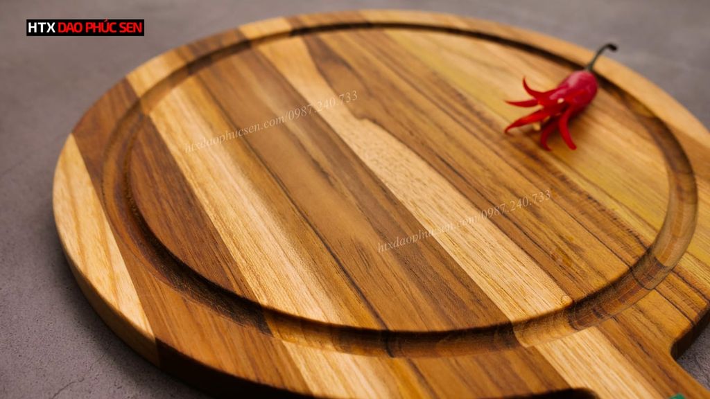 Thớt Gỗ Teak Cao Cấp - Cắt Thái, Trang Trí - 36x25x1,4cm - TTC02 DAO VIP CAO BẰNG
