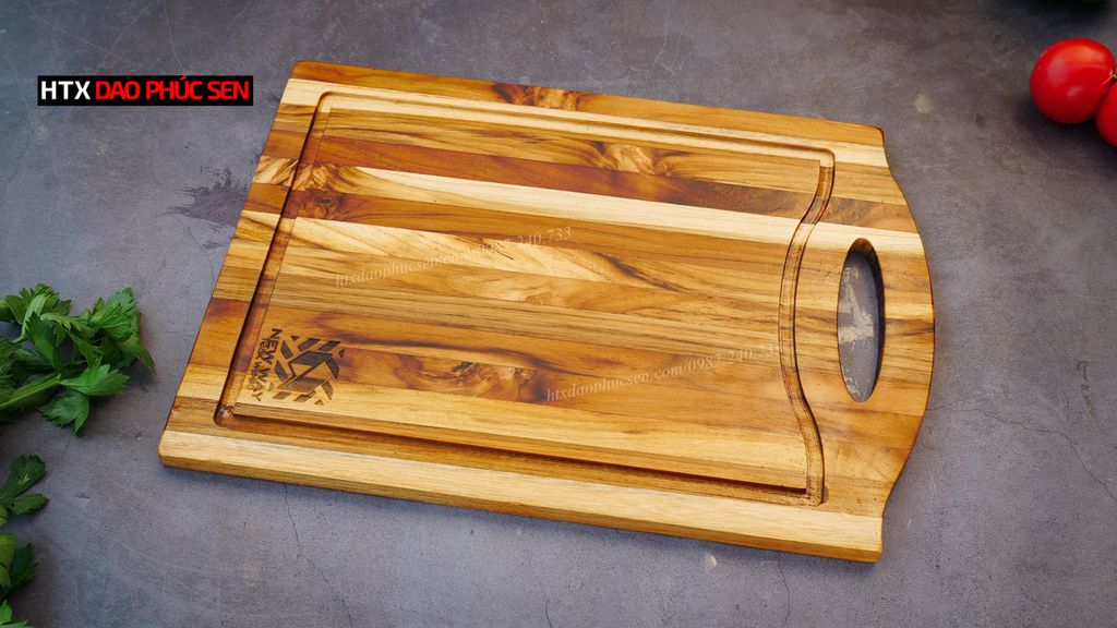 Thớt Gỗ Teak Cao Cấp - Cắt thái, Trang Trí - 40x30x1,4cm - CNTNR02 | DAO VIP CAO BẰNG