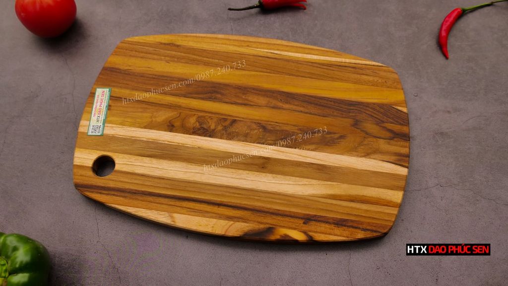 Thớt Gỗ Teak Cao Cấp - Cắt Thái, Trang Trí - 30,5x20,5x1,4cm - OVL01 |DAO VIP CAO BẰNG