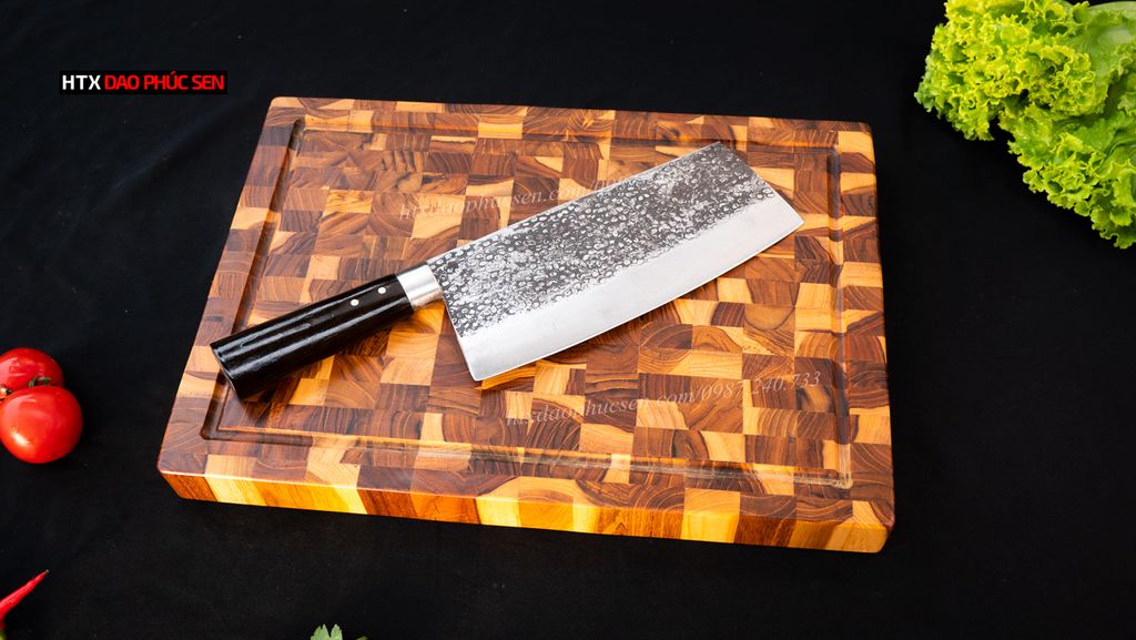 Thớt Gỗ Teak Cao Cấp - Chặt thái, Trang Trí - 40x28x2,5cm - DC03 | DAO VIP CAO BẰNG