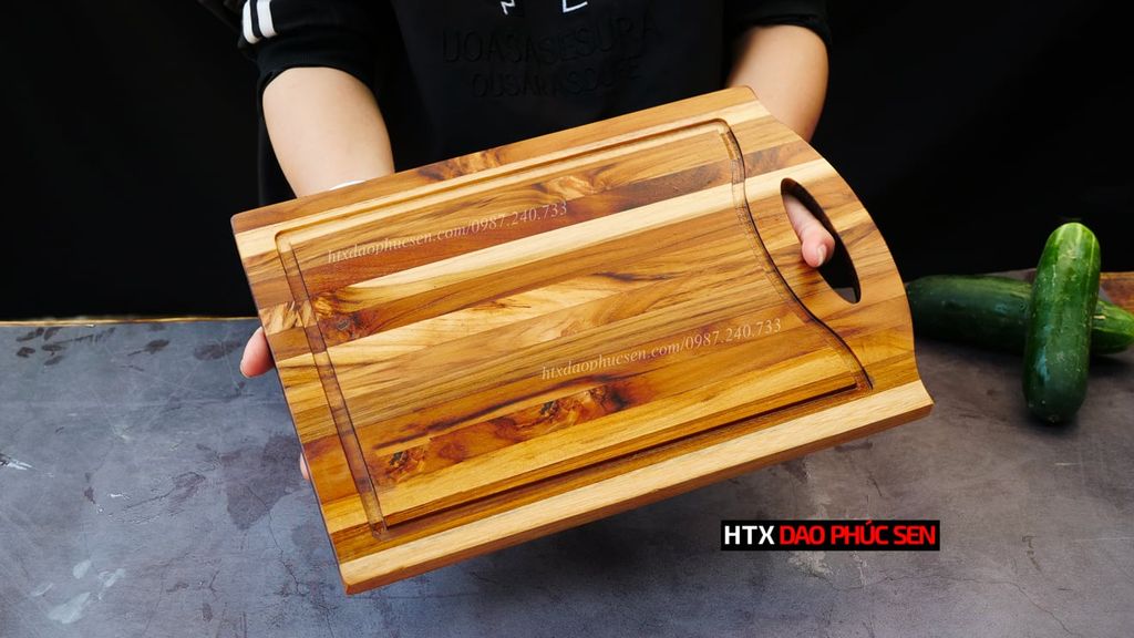 Thớt Gỗ Teak Cao Cấp - Cắt thái, Trang Trí - 40x30x1,4cm - CNTNR02 | DAO VIP CAO BẰNG