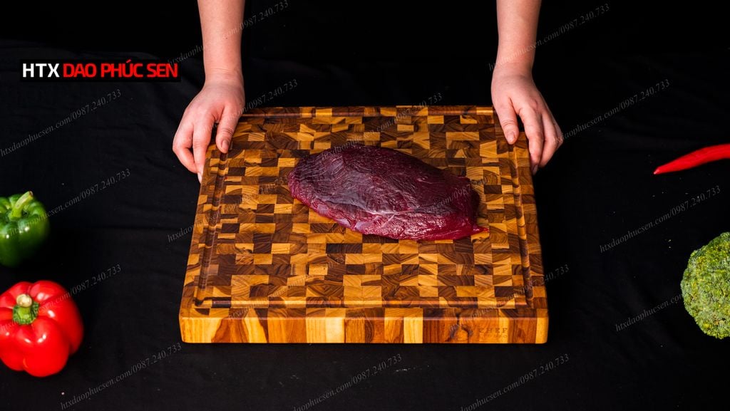 Thớt Gỗ Teak Cao Cấp - Chặt thái, Trang Trí - 40x40x3,8cm - VDC05 DAO VIP CAO BẰNG