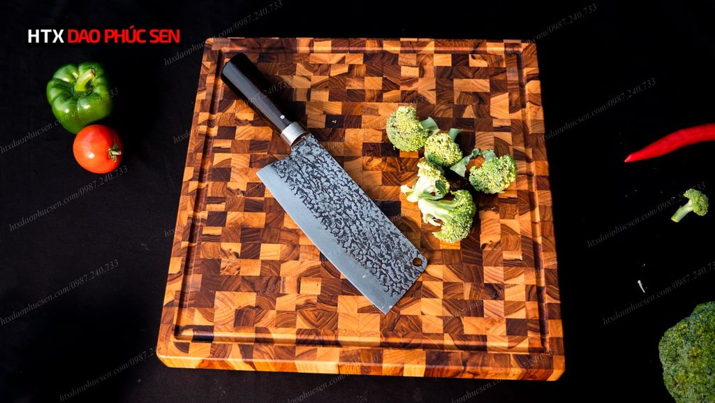 Thớt Gỗ Teak Cao Cấp - Chặt thái, Trang Trí - 40x40x3,8cm - VDC05 DAO VIP CAO BẰNG