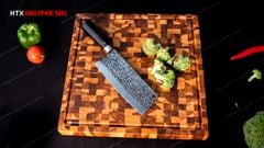 Thớt Gỗ Teak Cao Cấp - Chặt thái, Trang Trí - 40x40x3,8cm - VDC05 DAO VIP CAO BẰNG