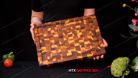 Thớt Gỗ Teak Cao Cấp - Chặt thái, Trang Trí - 35x25x3,8cm - DC04 | HTX DAO PHÚC SEN