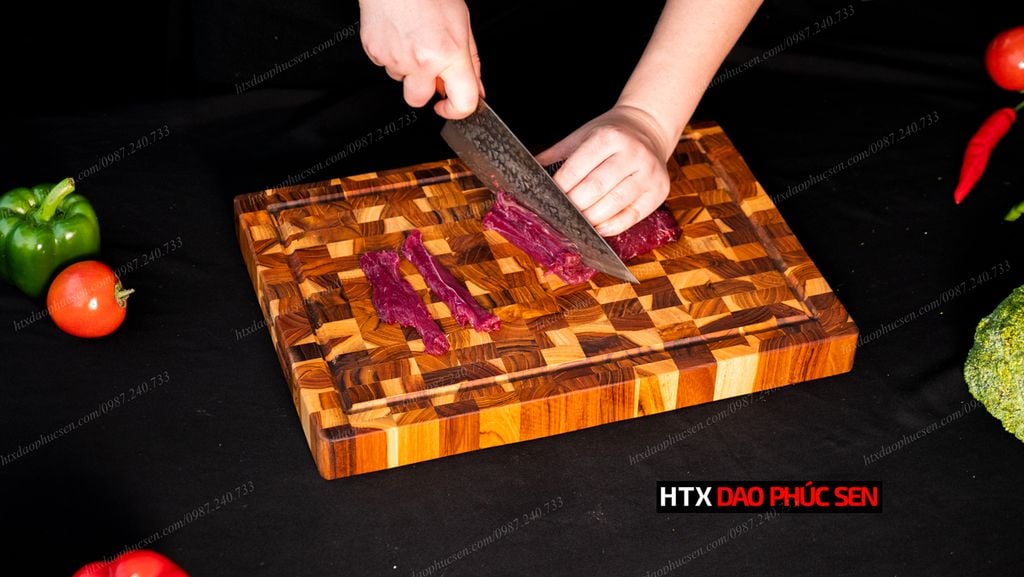 Thớt Gỗ Teak Cao Cấp - Chặt thái, Trang Trí - 35x25x3,8cm - DC04 | DAO VIP CAO BẰNG