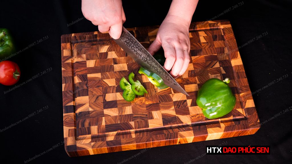 Thớt Gỗ Teak Cao Cấp - Chặt thái, Trang Trí - 40x28x2,5cm - DC03 | DAO VIP CAO BẰNG