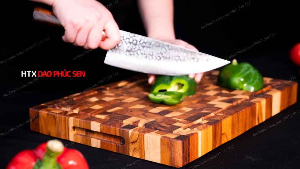Thớt Gỗ Teak Cao Cấp - Chặt thái, Trang Trí - 35x25x3,8cm - DC04 | DAO VIP CAO BẰNG