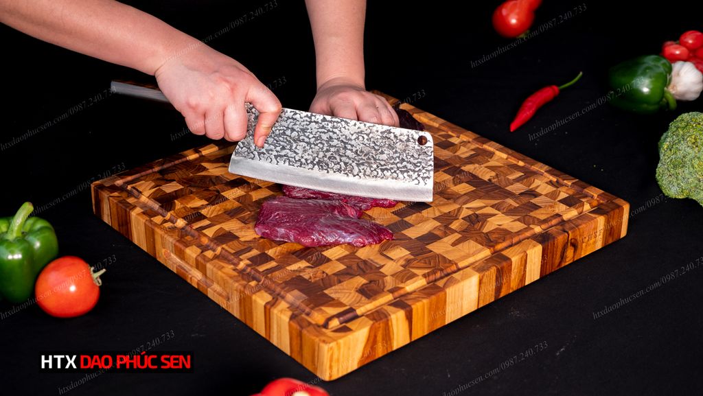 Thớt Gỗ Teak Cao Cấp - Chặt thái, Trang Trí - 40x40x3,8cm - VDC05 DAO VIP CAO BẰNG