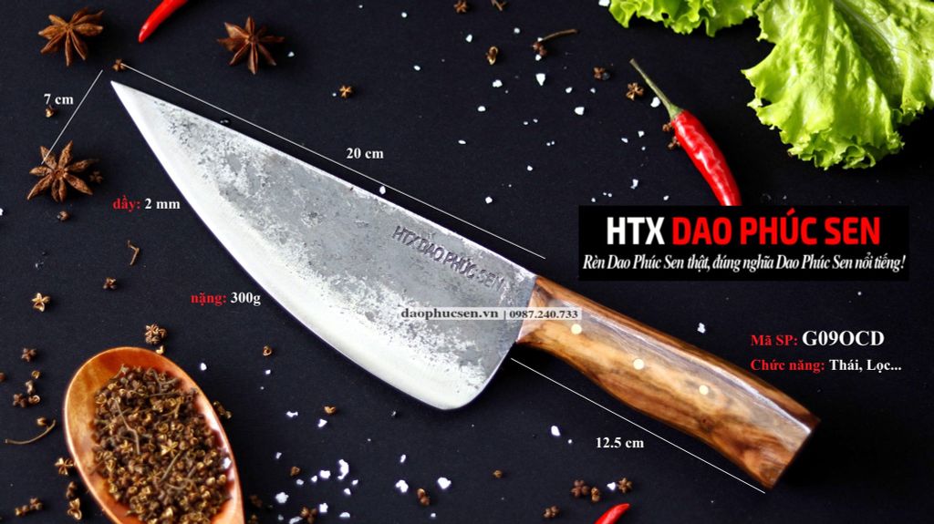 DAO PHÚC SEN DAO BẦU LỌC 20 cán ốp G09OCD | DAO VIP - HTX DAO PHÚC SEN