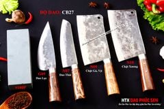 BỘ DAO BẾP CB27 cán cẩm + ĐÁ MÀI DAO VIP CAO BẰNG