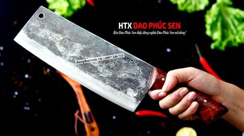 Dao chặt gà sắc bén - Thép nhíp ô tô - Cán ốp nu - G05OND / HTX DAO PHÚC SEN