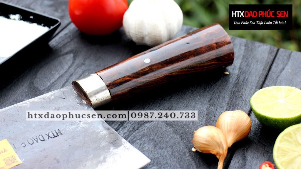 Dao chặt gà sắc bén - Thép nhíp ô tô - Cán cẩm khâu inox - N09 | DAO VIP - HTX DAO PHÚC SEN