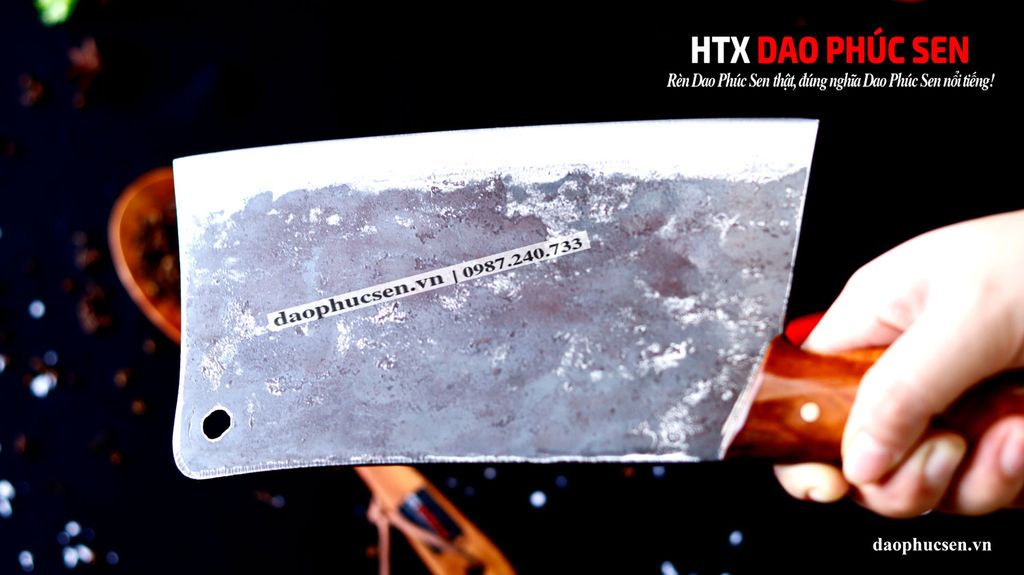 Dao chặt xương sắc bén - Thép nhíp ô tô - Cán ốp nu - N10OND / HTX DAO PHÚC SEN