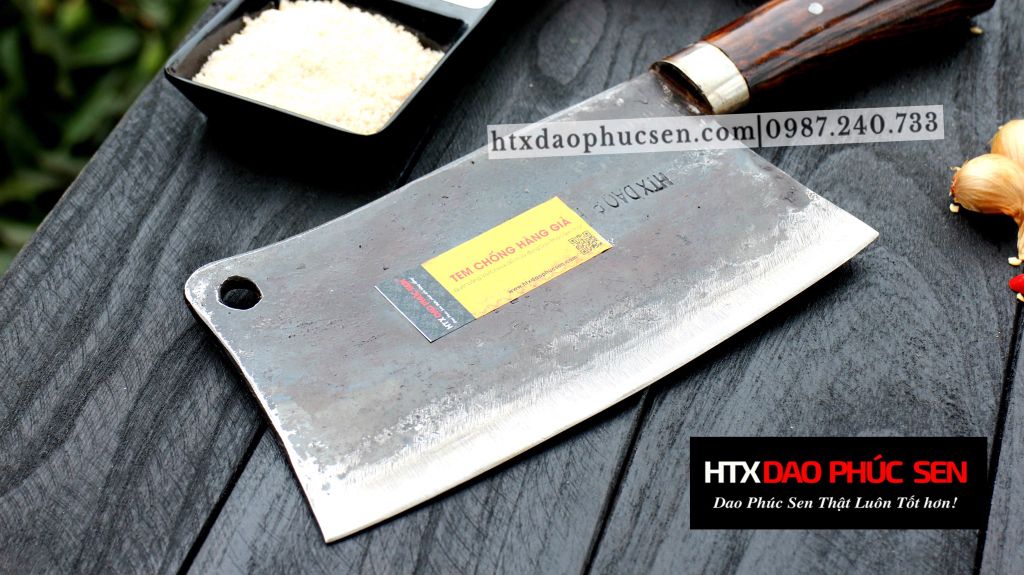 Dao chặt gà sắc bén - Thép nhíp ô tô - Cán cẩm khâu inox - N09 | DAO VIP - HTX DAO PHÚC SEN