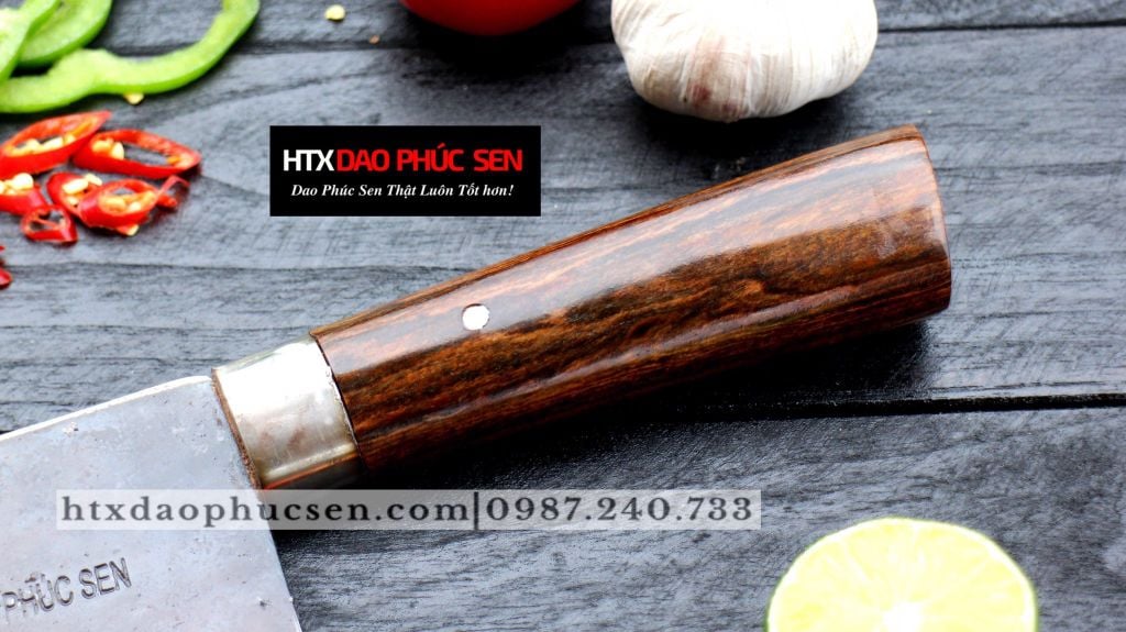 Dao thái phở bản 10 - Thép nhíp ô tô - Cán cẩm khâu inox - GTPC / HTX DAO PHÚC SEN