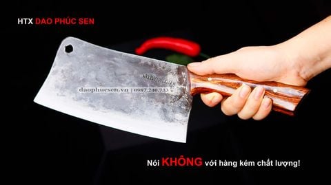 Dao chặt gà sắc bén -Thép nhíp ô tô - Cán ốp nu - N09OCD / HTX DAO PHÚC SEN