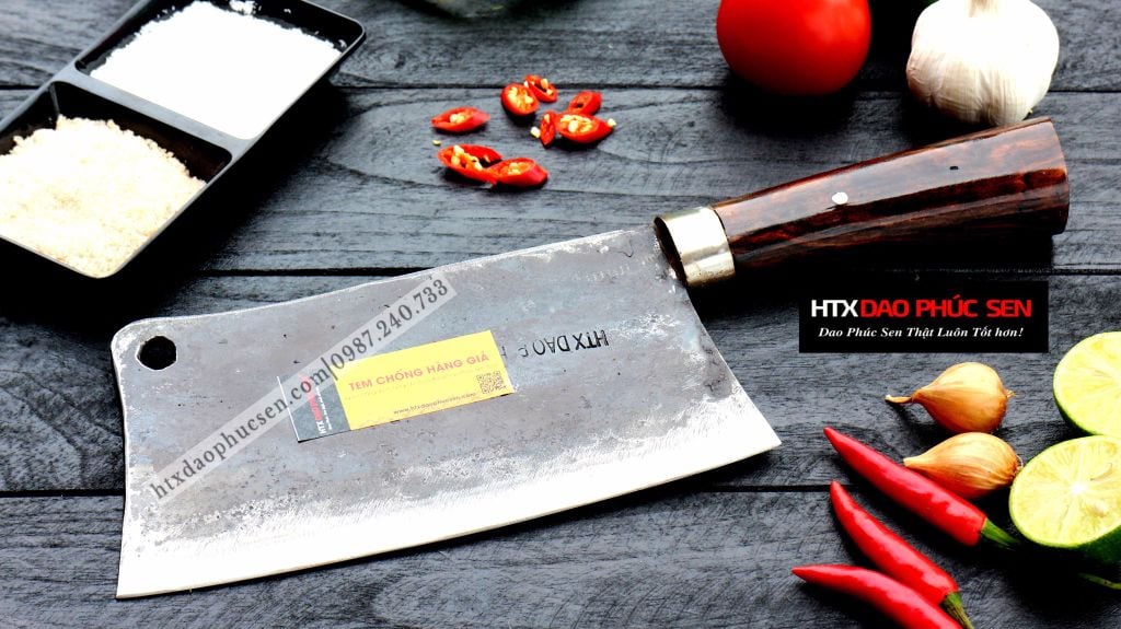 Dao chặt gà sắc bén - Thép nhíp ô tô - Cán cẩm khâu inox - N09 | DAO VIP - HTX DAO PHÚC SEN