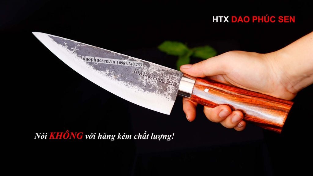 Dao lọc thái sắc bén - Thép nhíp ô tô - Cán tự nhiên khâu inox - N06 / DAO VIP - HTX DAO PHÚC SEN