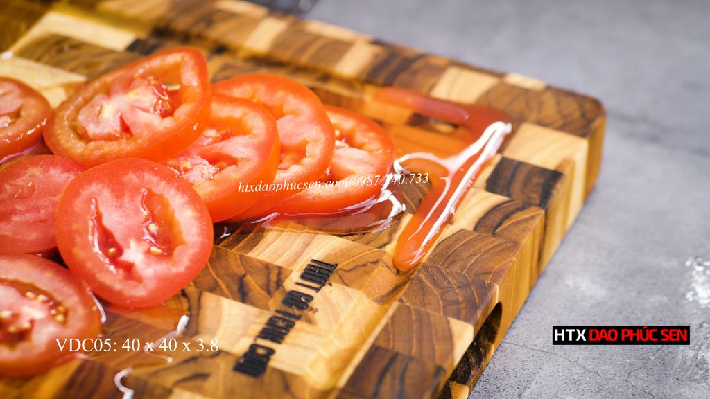 Thớt Gỗ Teak Cao Cấp - Chặt thái, Trang Trí - 40x40x3,8cm - VDC05 DAO VIP CAO BẰNG