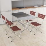  Bộ bàn inox chữ nhật DELI 700x1200mm 4 ghế dựa 