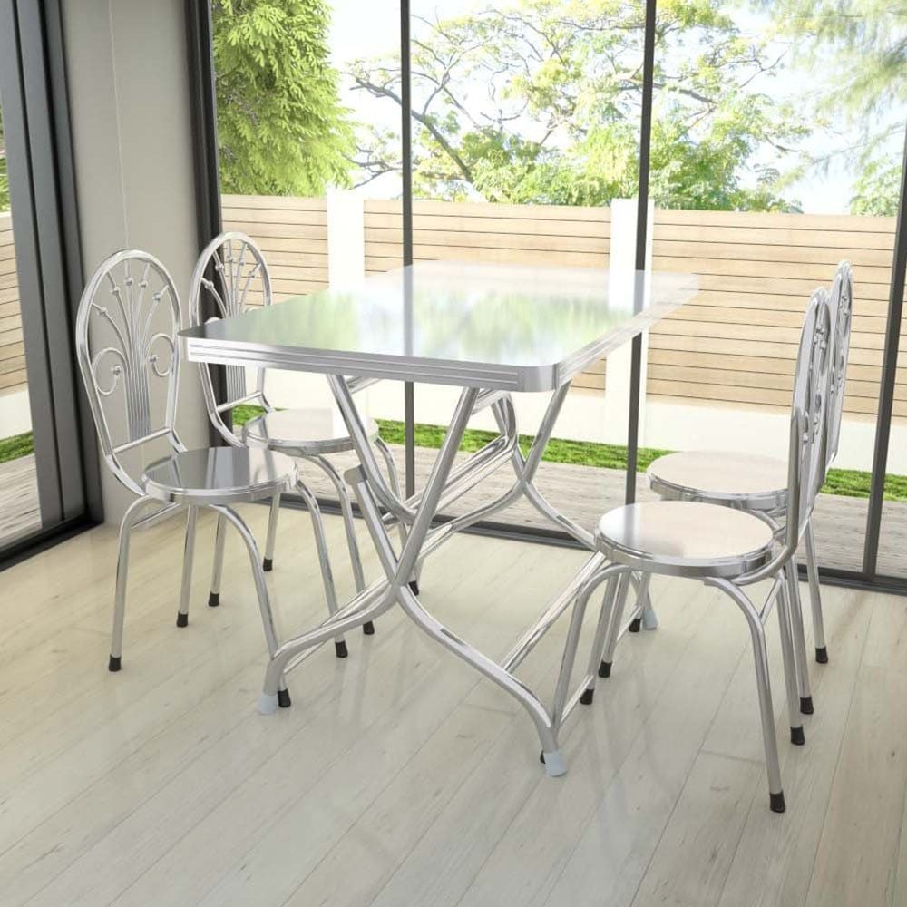  Bộ bàn inox chữ nhật FELIX 4 ghế dựa inox 