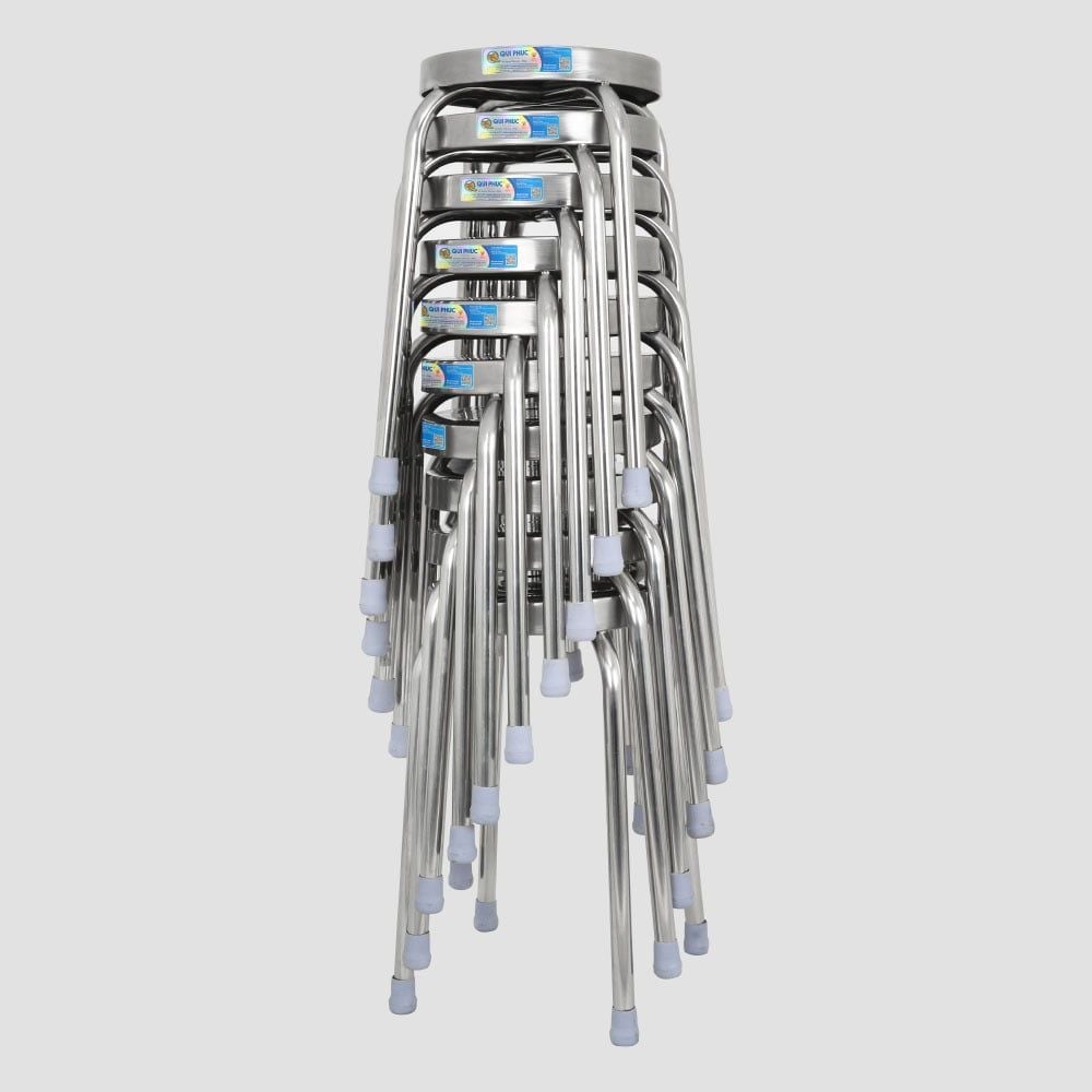  Bộ bàn tròn inox SUPER 1m2 10 ghế đẩu 