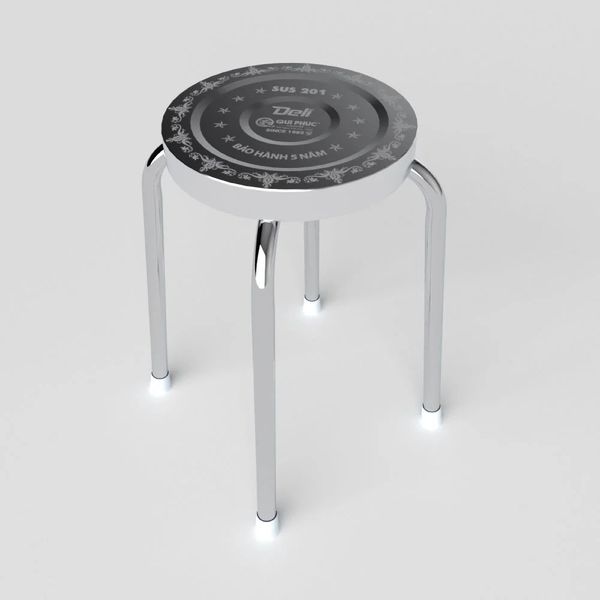 Bộ bàn tròn inox DELI 1m2 10 ghế đẩu - Nội Ngoại Thất Inox Nhựa - Qui Phúc - quiphuc.com