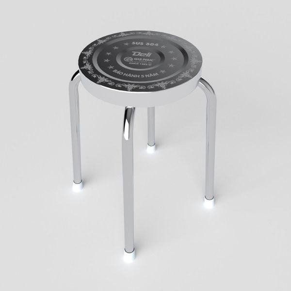 Bộ bàn tròn inox DELI 1m2 10 ghế đẩu - Nội Ngoại Thất Inox Nhựa - Qui Phúc - quiphuc.com