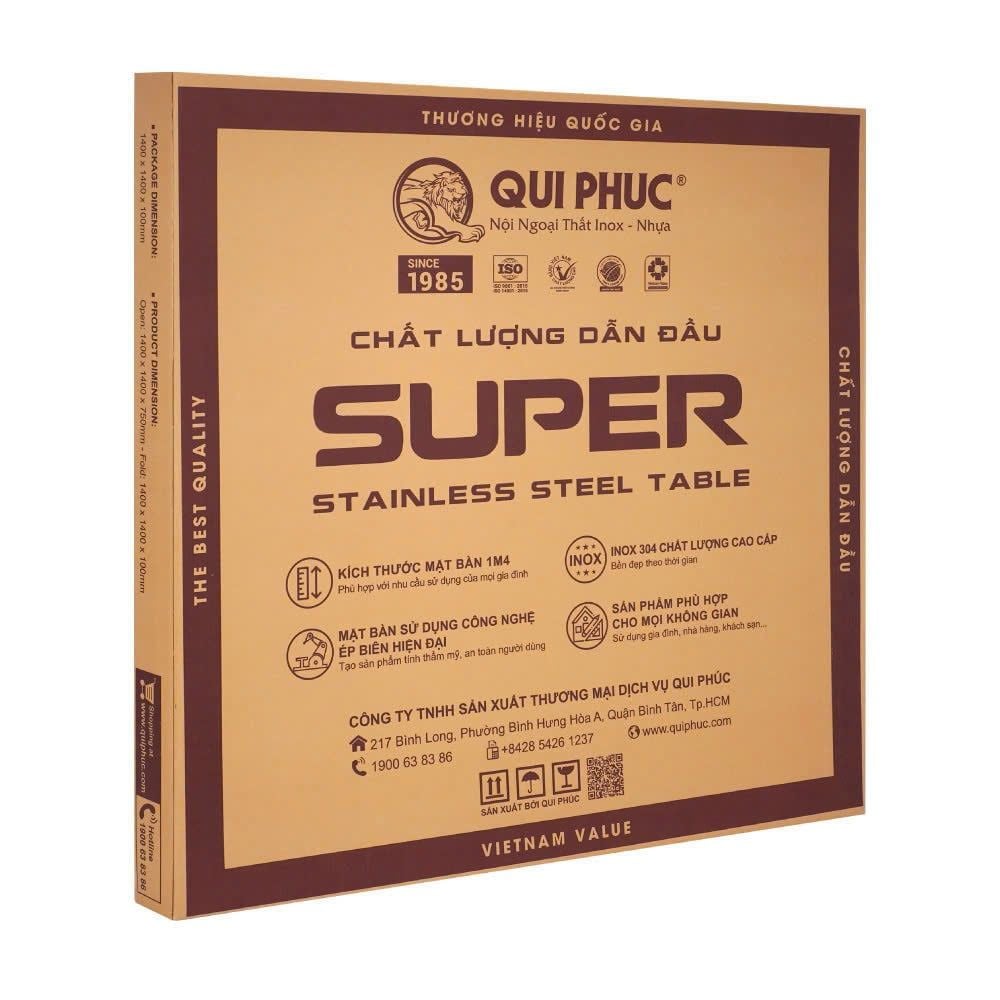  Bàn inox SUPER xoay 1m4 chân xếp 304 