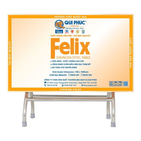 Bàn inox FELIX - Nội Ngoại Thất Inox Nhựa - Qui Phúc - quiphuc.com