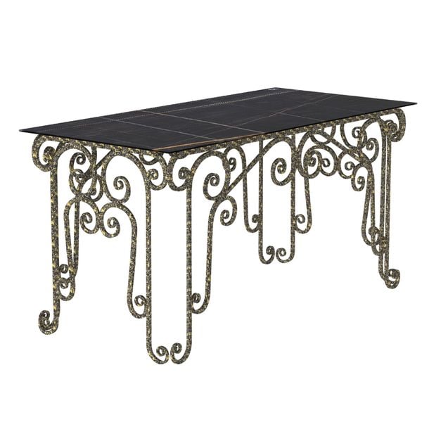 Bàn kiếng mỹ nghệ Luxury 80x160cm - Nội Ngoại Thất Inox Nhựa - Qui Phúc - quiphuc.com
